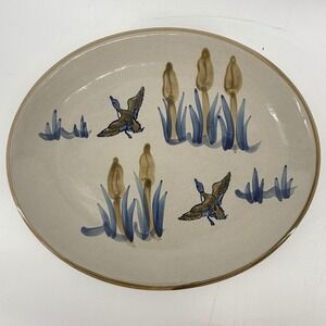 Vtg Large Platter Louisville Stoneware American Folk Art Pottery Ducks